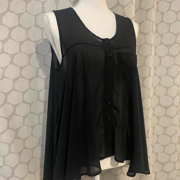 ⏰ Belle Du Jour - Sleeveless open back sheer top - M - Picture 1 of 7